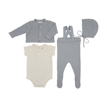 Load image into Gallery viewer, Bee and Dee Knit Ensemble 4 Pc &amp; Blanket - Dusty Blue