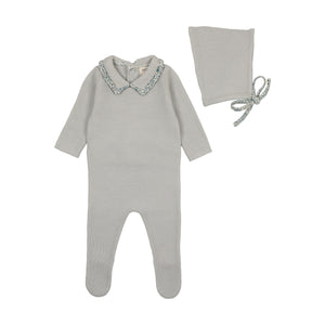 Bee & Dee Knit Ditsy Footie & Bonnet - London Fog