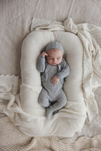 Load image into Gallery viewer, Lil Legs Geo Floral Embroidered  Footie &amp; Bonnet - Light Blue