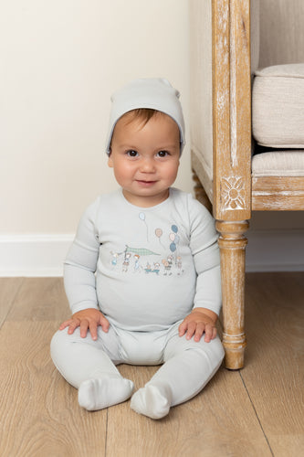 Bee and Dee Little Tot Parade Footie & Beanie - Blue Mist