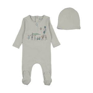Bee and Dee Little Tot Parade Footie & Beanie - Blue Mist