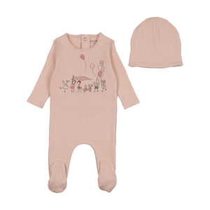 Bee and Dee Little Tot Parade Footie & Beanie - Coral Pink
