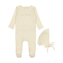 Load image into Gallery viewer, Lil Legs Mon Amour Footie, Bonnet &amp; Blanket - Ivory/Taupe