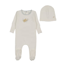 Load image into Gallery viewer, Bee and Dee Mail and Flowers Footie &amp; Beanie - Chalk White Boys