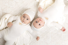 Load image into Gallery viewer, Bee and Dee Mail and Flowers Footie &amp; Beanie - Chalk White Girls