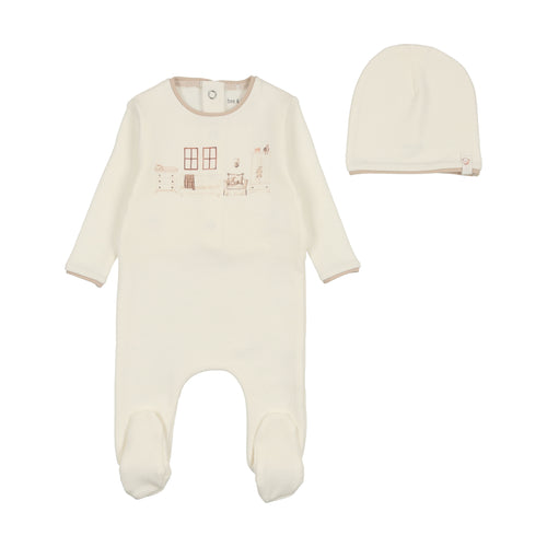 Bee and Dee Little Nursery Footie, Beanie & Blanket - Taupe