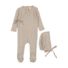 Load image into Gallery viewer, Lil Legs Printed Pointelle Wrap Footie &amp; Bonnet - Taupe