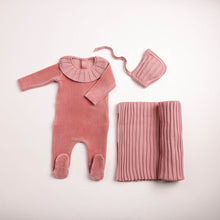 Load image into Gallery viewer, Bee and Dee Pleated Knit Velour 3 Pc Set - Tea Rose