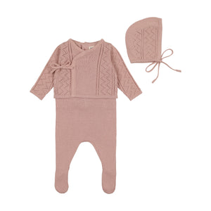 Bee & Dee Pointelle Wrap 4 pc set - Tea Rose