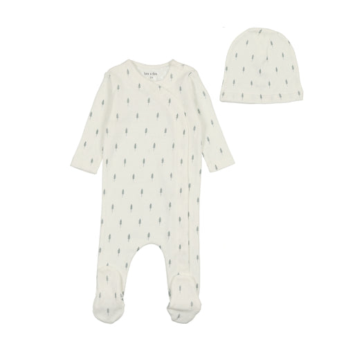 Bee and Dee Pointelle With Wheat Footie, Beanie & Blanket - Ivory Boys