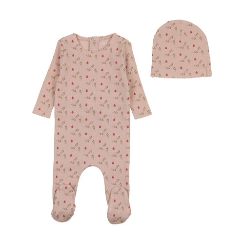 Bee and Dee Pomegranate Rib Footie & Beanie - Tea Rose