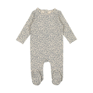 Lil Legs Printed Floral Footie - French Blue