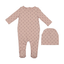Load image into Gallery viewer, Maniere Printed Floral Footie &amp; Beanie - Mauve