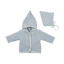 Load image into Gallery viewer, Bee and Dee Quilted Print Velour Jacket, Hat, and Blanket - Dusty Blue