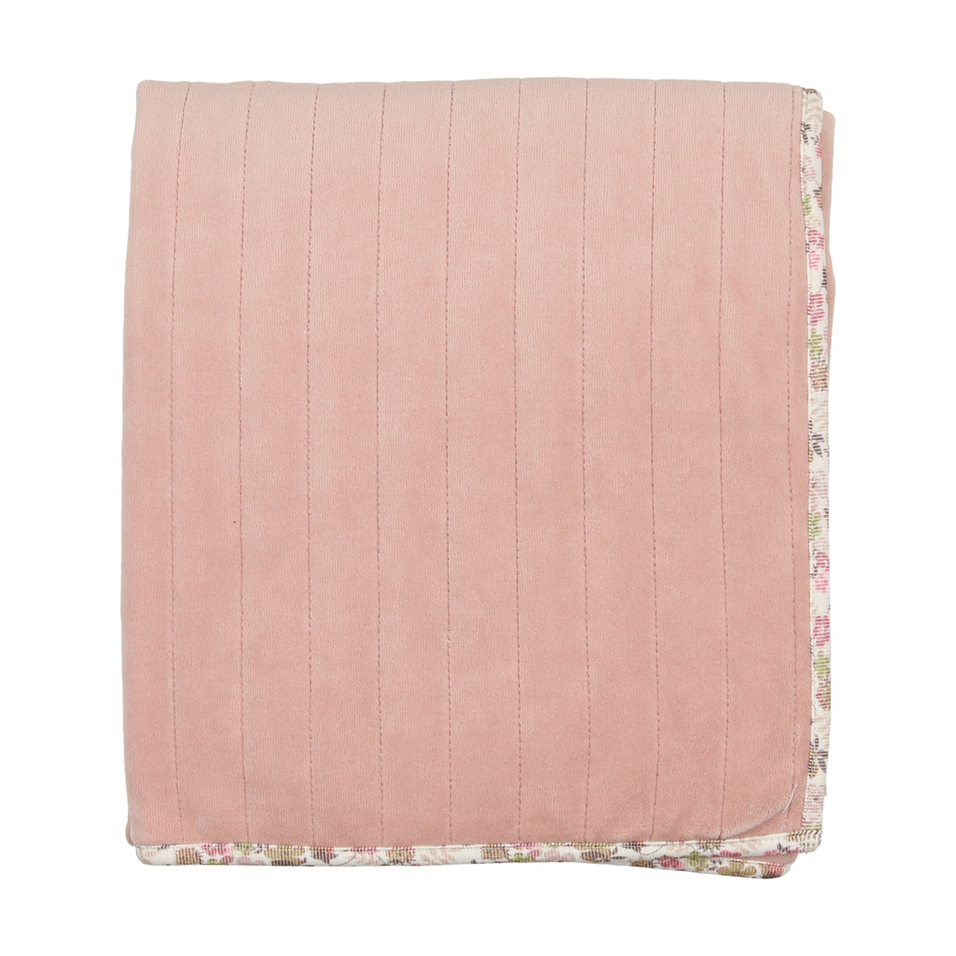 Bee and Dee Quilted Print Velour Blanket - Dusty Pink