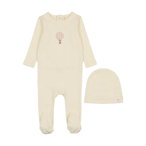 Lil Legs Single Hot Air Balloon Footie & Beanie - Cream/Pink