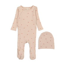 Load image into Gallery viewer, Lil Legs Side Snap Flower Footie, Beanie and Blanket - Peach