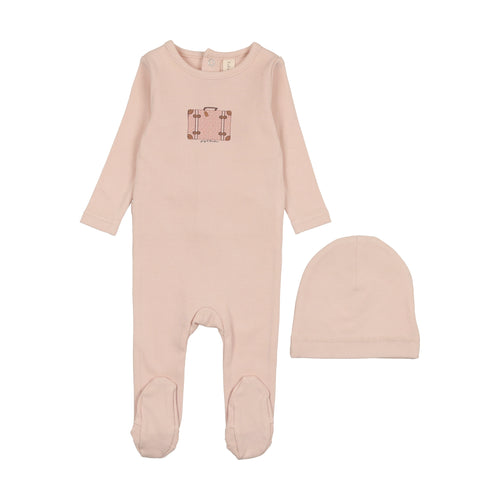 Lil Legs Suitcase Footie & Beanie - Shell Pink