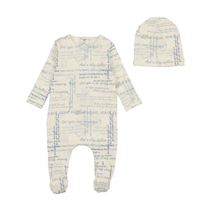 Bee and Dee Script Print Footie and Beanie - Boys Print