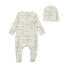 Load image into Gallery viewer, Bee and Dee Script Print Footie, Beanie and Blanket - Boys Print