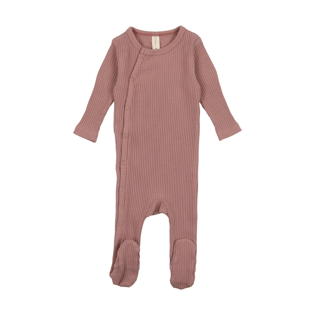Lil Legs Side Snap Rib Footie and Beanie - Mauve