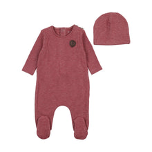 Load image into Gallery viewer, Bee and Dee Snuggle Soft Footie &amp; Beanie - Cranberry