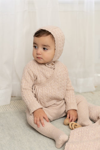 Bee and Dee Soft Cable Knit Outfit - Marled Pink