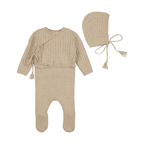 Bee and Dee Soft Cable Knit 4 Pc Set - Oat