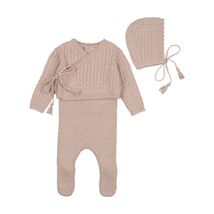 Bee and Dee Soft Cable Knit Outfit - Marled Pink
