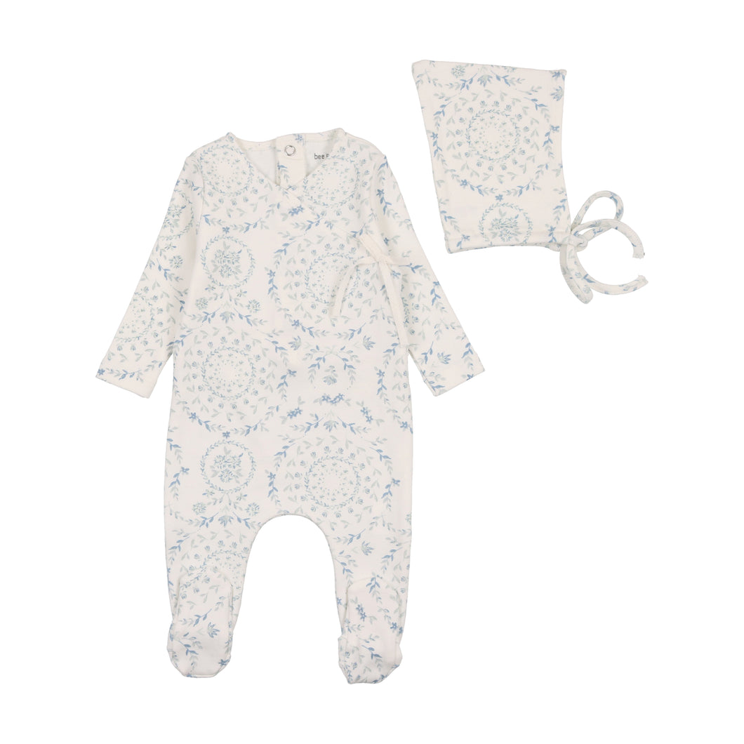 Bee & Dee Swirls in Bloom Footie & Bonnet - Boys Print