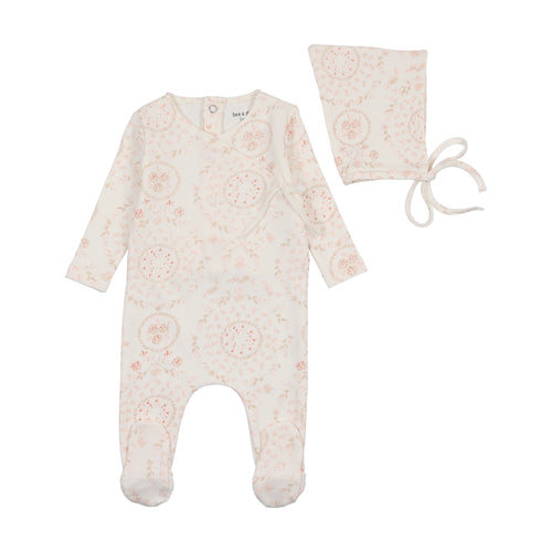Bee & Dee Swirls in Bloom Footie & Bonnet - Girls Print