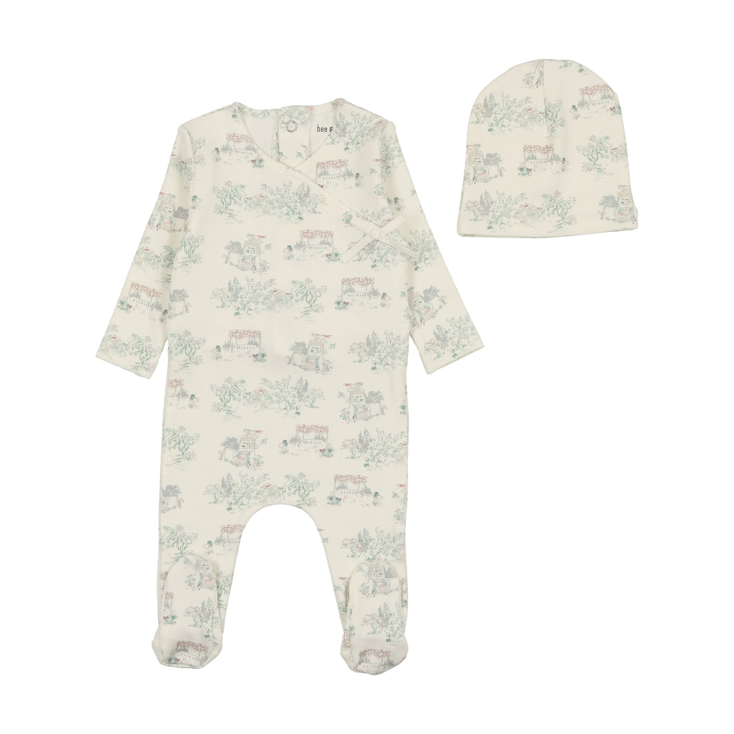 Bee and Dee Toile Footie, Beanie & Blanket - Ivory Girls