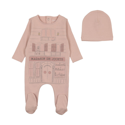 Bee and Dee Toy Shop Footie & Beanie - Creme Pink