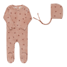 Load image into Gallery viewer, Ely&#39;s &amp; Co Velour Leaf Pattern Footie &amp; Bonnet - Pink