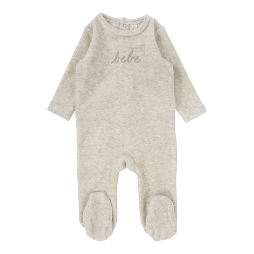 Lil Legs Velour Bebe Footie - Heather Oatmeal