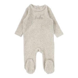 Lil Legs Velour Bebe Footie - Heather Oatmeal