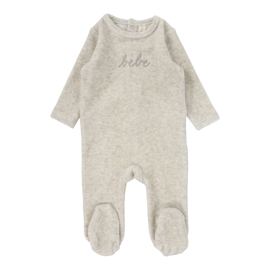 Lil Legs Velour Bebe Footie - Heather Oatmeal