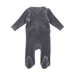 Lil Legs Velour Button 3 Pc Set - Slate