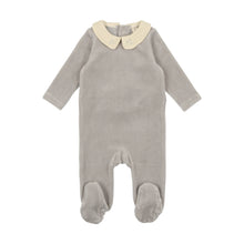 Load image into Gallery viewer, Lil Legs Velour Collared Footie and Beanie - Dusty Blue