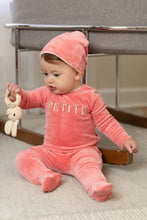 Load image into Gallery viewer, Bee and Dee Velour Petite Footie &amp; Beanie - Hibiscus