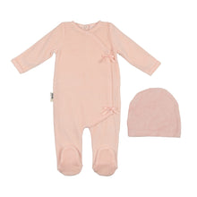 Load image into Gallery viewer, Maniere Velour Wrap Footie and Beanie - Light Pink