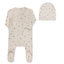 Load image into Gallery viewer, Ely's &amp; Co. Butterfly/Dragonfly Footie  &amp; Beanie - Ivory Blue