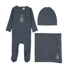 Load image into Gallery viewer, Lil Legs Bicycle Footie, Beanie &amp; Blanket - Off Navy