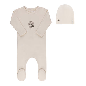 Ely's & Co. Fruit Collection Footie & Beanie - Ivory Pear
