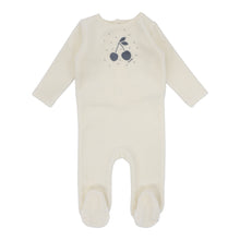 Load image into Gallery viewer, Lil Legs Velour Cherry Graphic Footie &amp; Beanie - Ivory/Slate