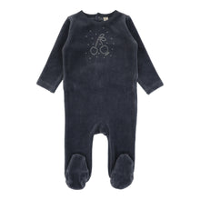 Load image into Gallery viewer, Lil Legs Cherry Graphic Velour Footie &amp; Beanie - Slate