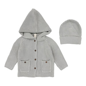 Lil Legs Chunky Knit Jacket & Beanie - Powder Blue