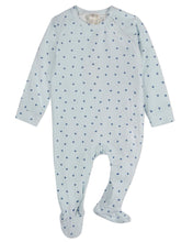 Load image into Gallery viewer, MeMoi Clover Zipper Footie - Blue