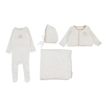 Load image into Gallery viewer, Lil Legs Velour Cardi Layette Set - Cream/Oat