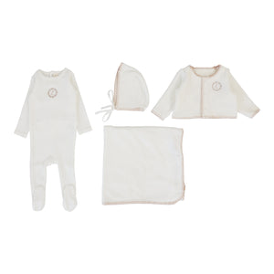 Lil Legs Velour Cardi Layette Set - Cream/Oat